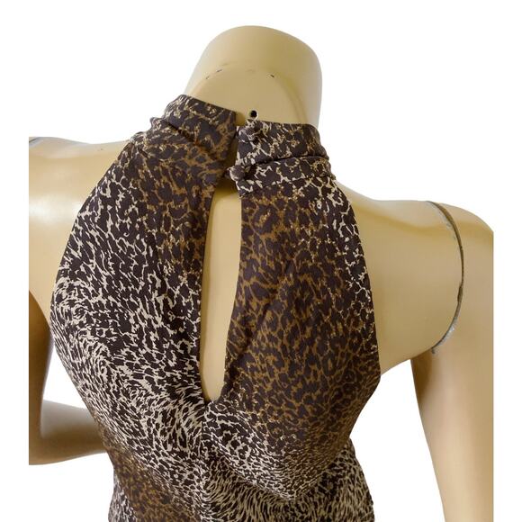 INC Womens Size 4 Sleeveless Mock Neck Animal Print 100% Silk Blouse Shirt - Picture 7 of 8